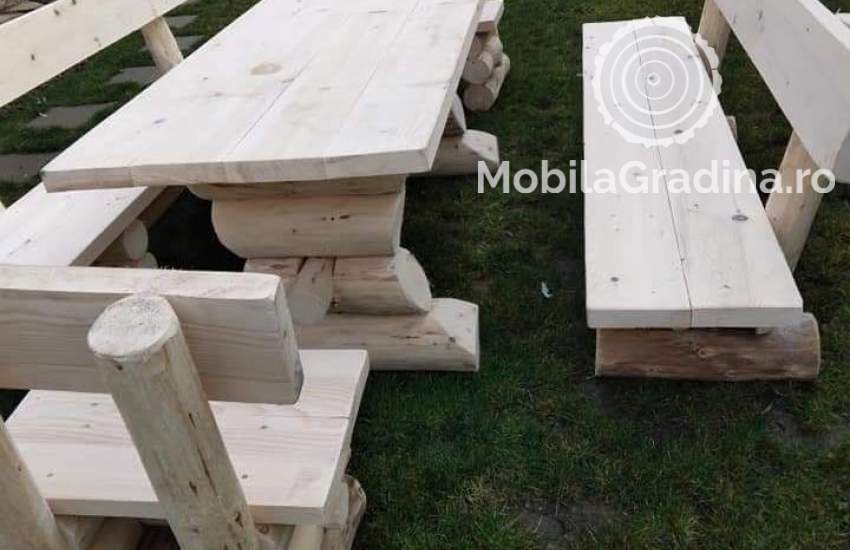 Seturi masa cu scaune sau banci lemn masiv brad, stejar